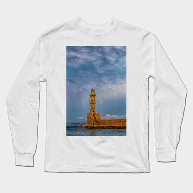 Chania Lighthouse Long Sleeve T-Shirt by Memories4you